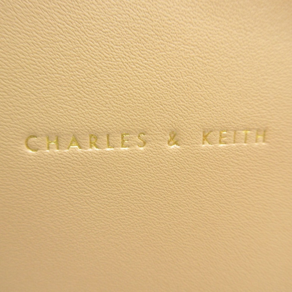 Charles & Keith Beige Faux Leather Logo Tote Bag