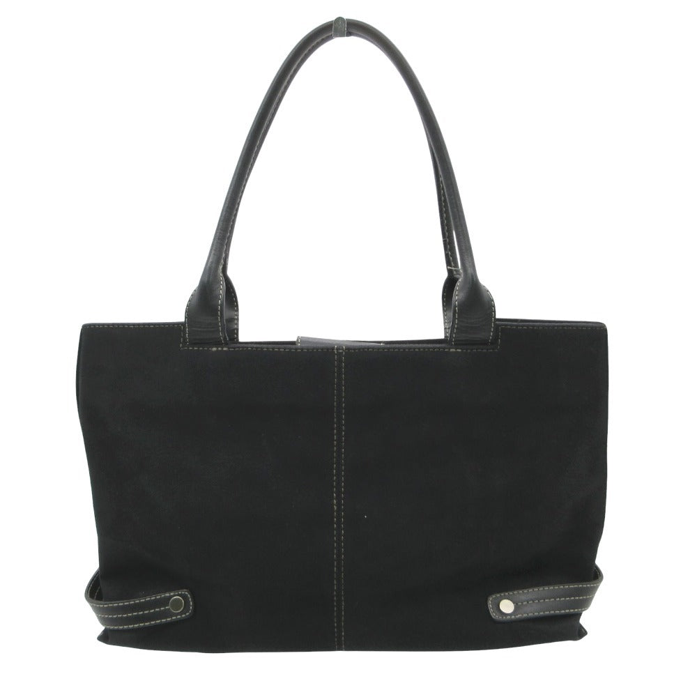 Hamano Suede Leather Tote Handbag Black Women's