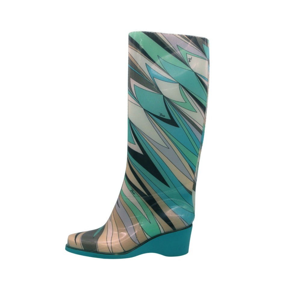 Emilio Pucci Print Wedge Rain Boots