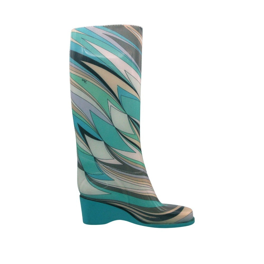 Emilio Pucci Print Wedge Rain Boots