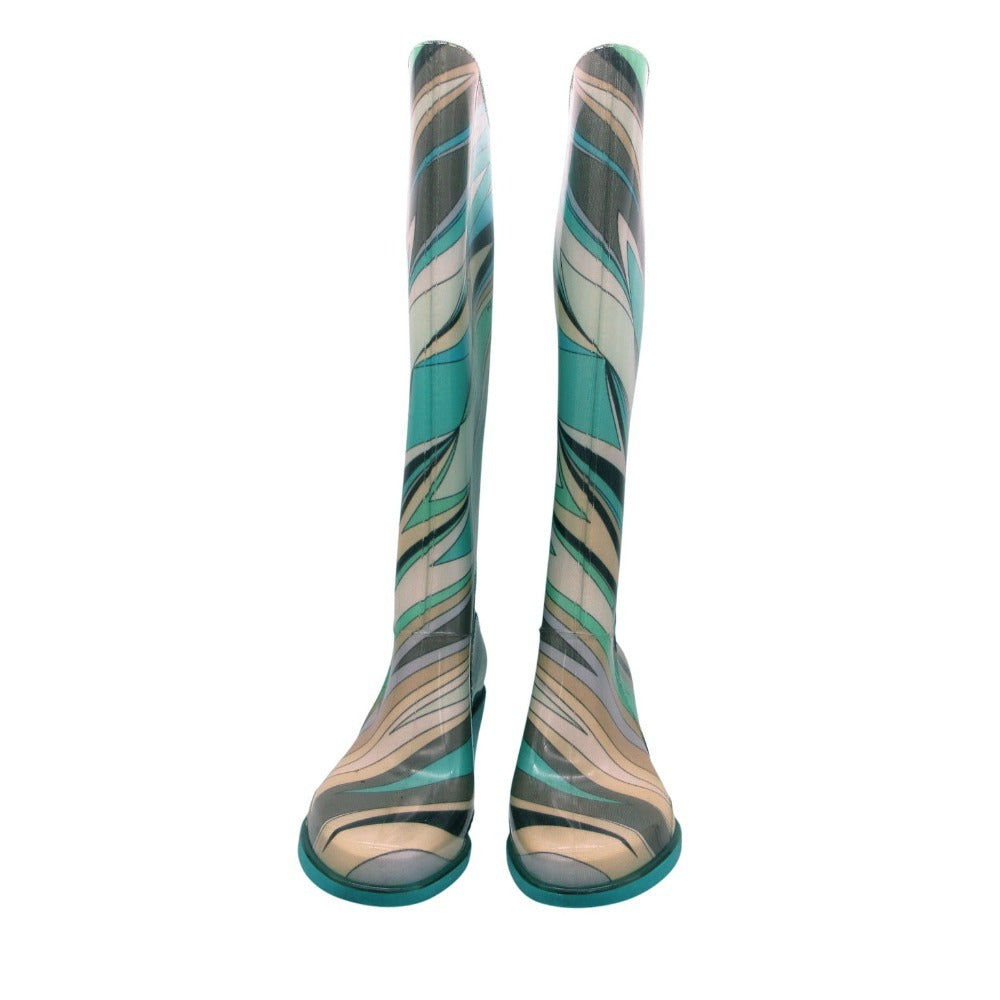 Emilio Pucci Print Wedge Rain Boots
