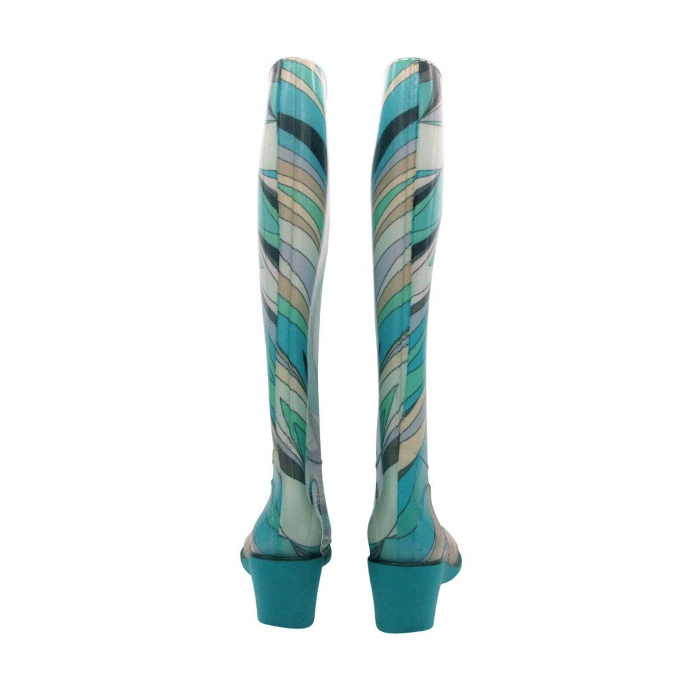 Emilio Pucci Print Wedge Rain Boots