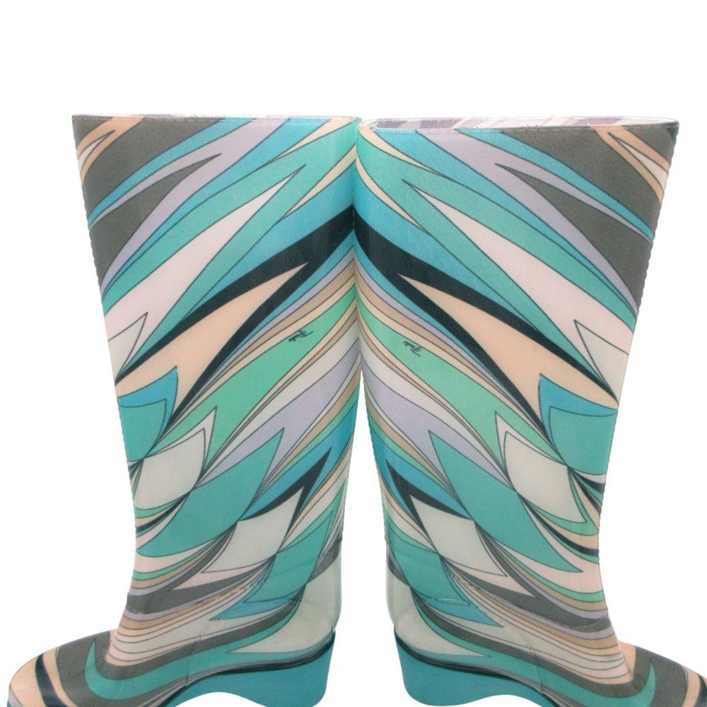 Emilio Pucci Print Wedge Rain Boots
