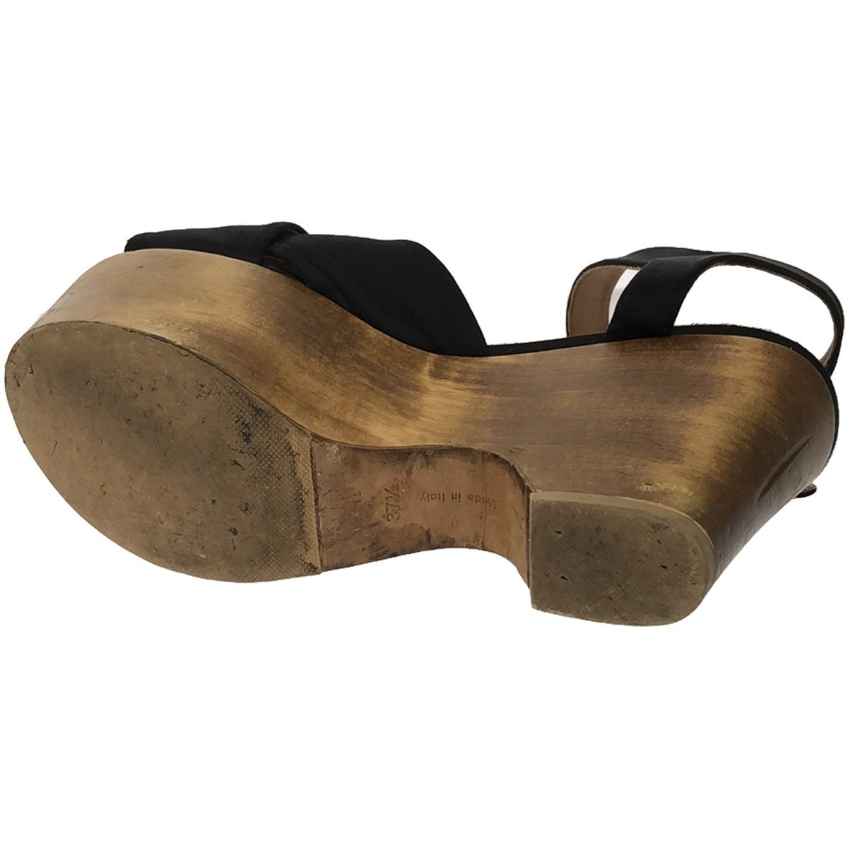Celine Black Wood Wedge Sandals