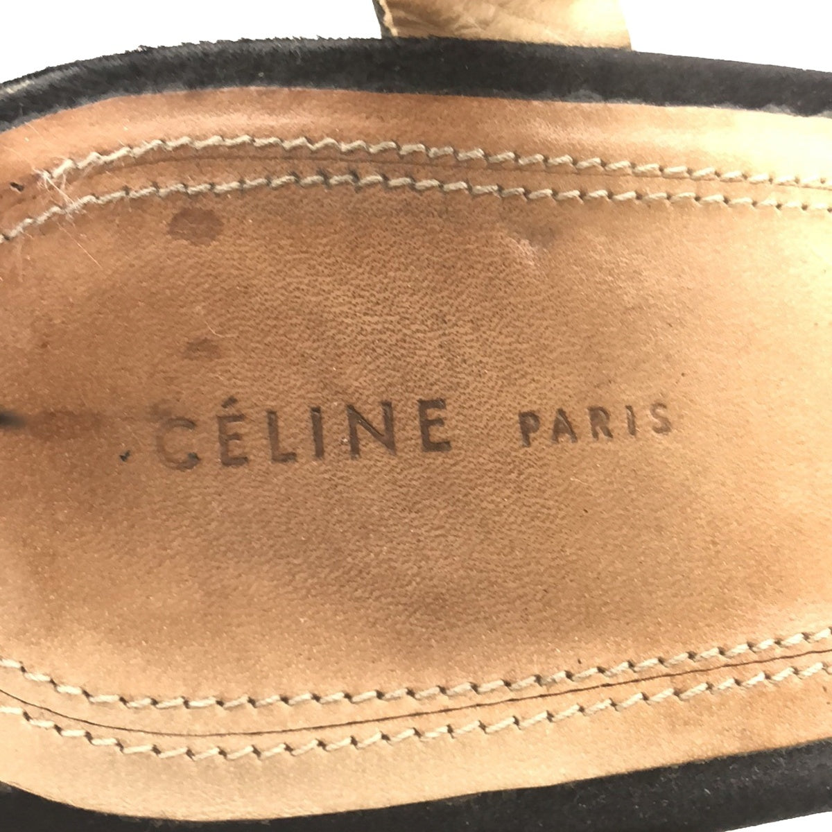 Celine Black Wood Wedge Sandals