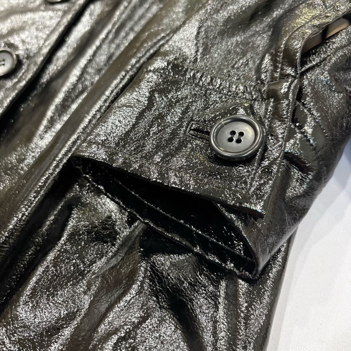 SHIRAHATA Patent Leather Look Skirt Suit Top and Bottom