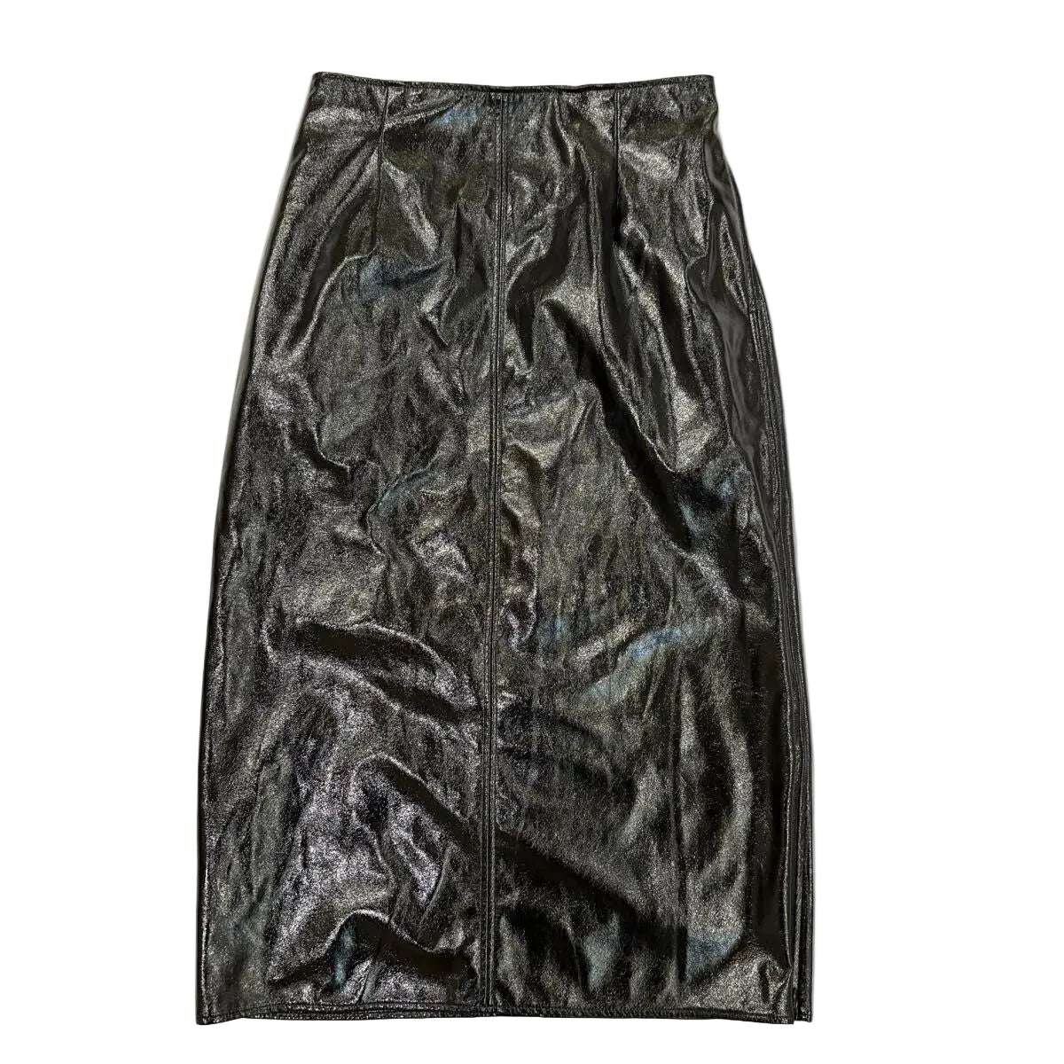 SHIRAHATA Patent Leather Look Skirt Suit Top and Bottom
