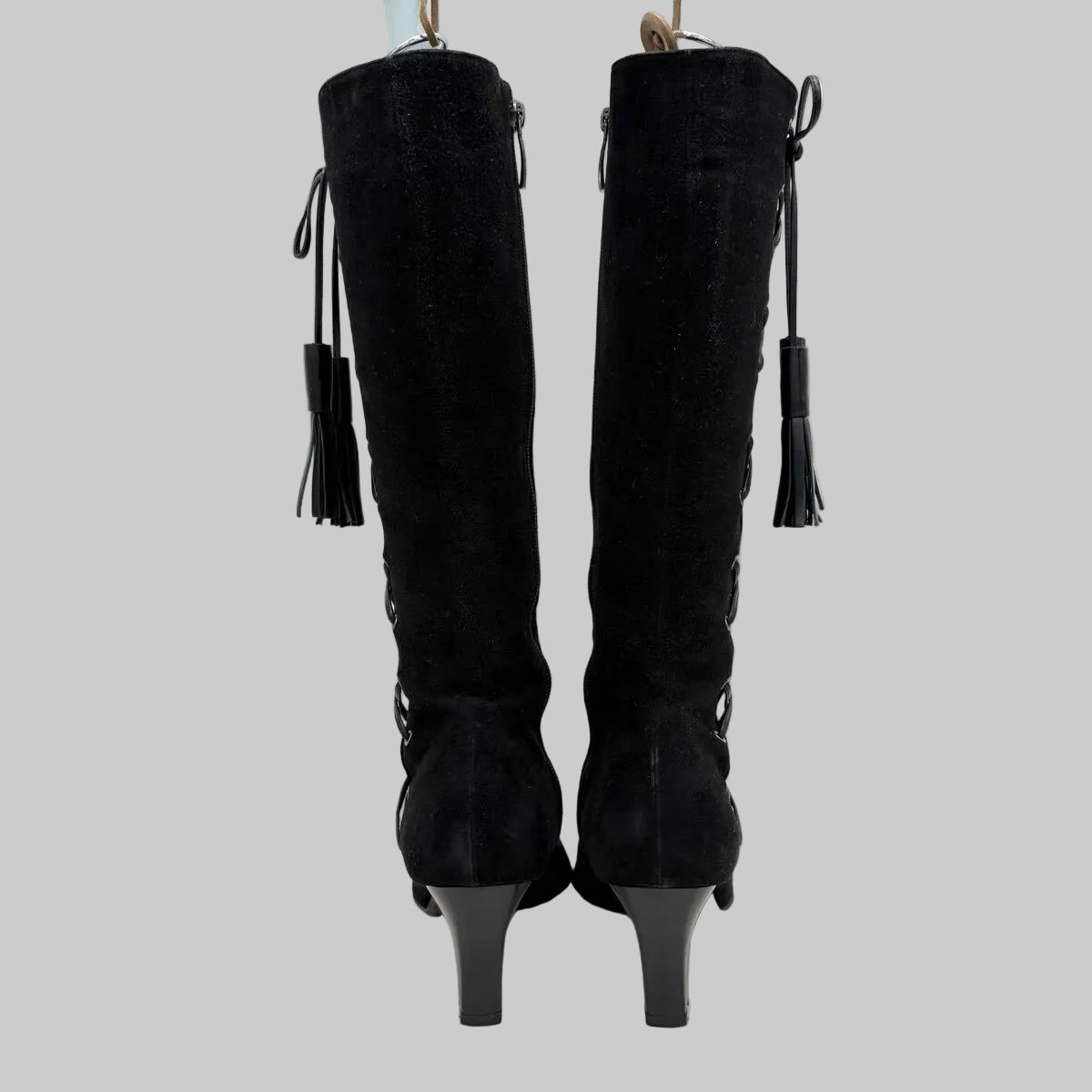 Black Lace-Up Long Boots