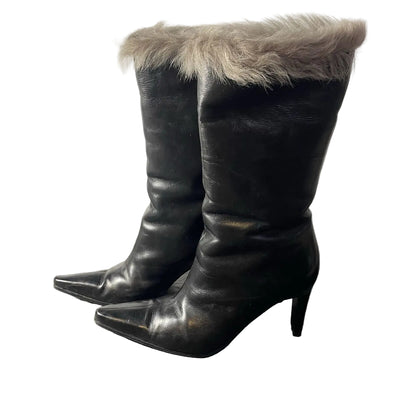 Fur Lined Leather Long Boots