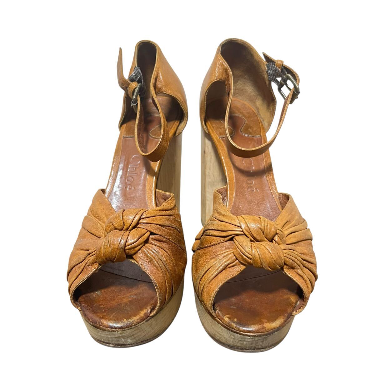 Chloé leather heel sandals brown - interior view