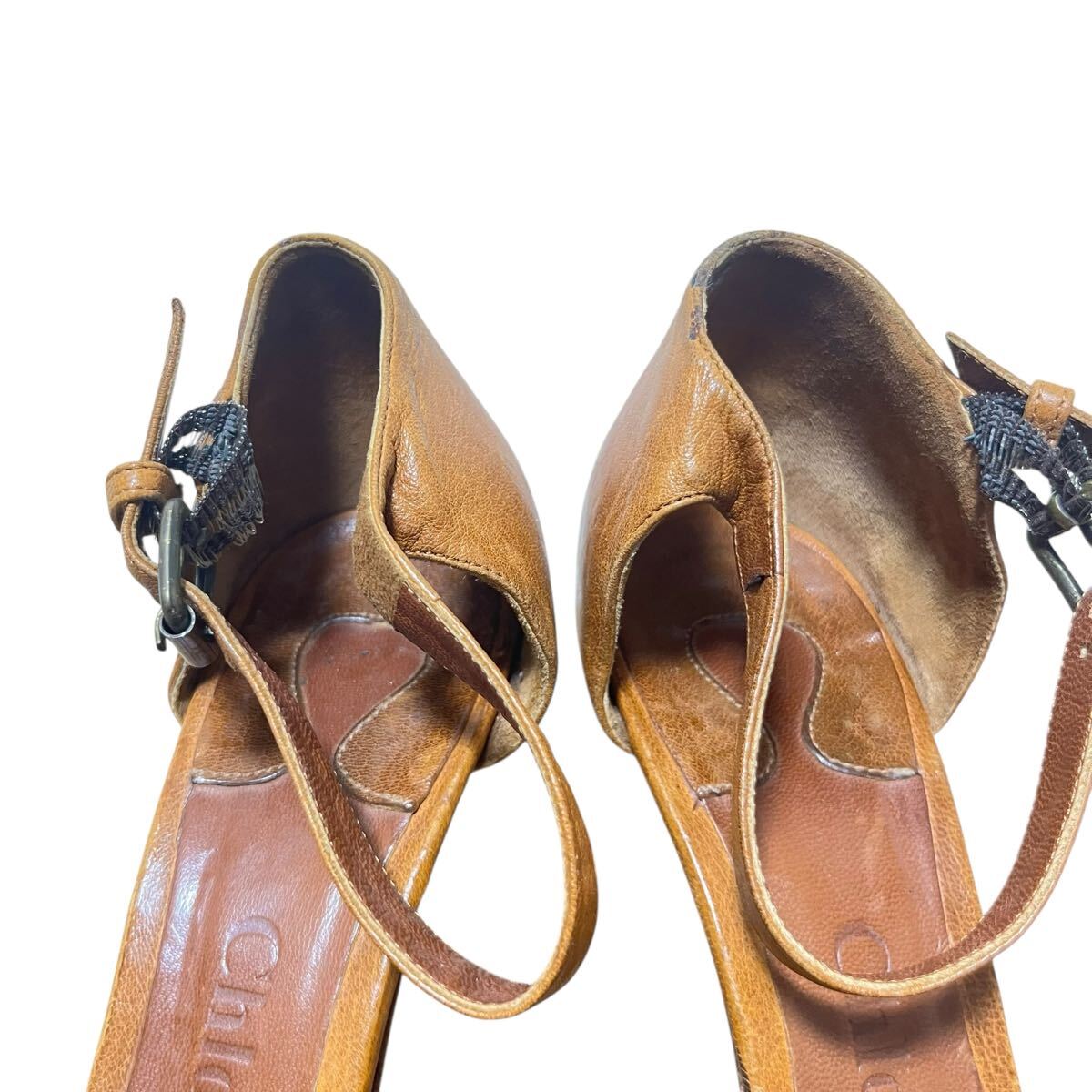 Chloé leather heel sandals brown - top view
