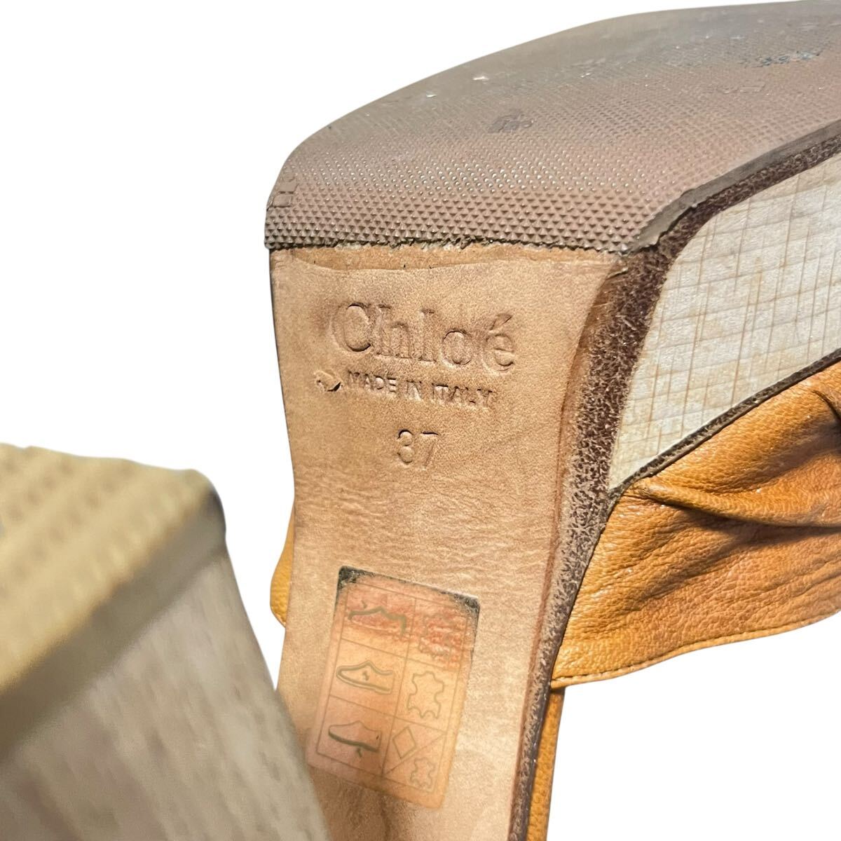 Chloé leather heel sandals - wooden heel back view