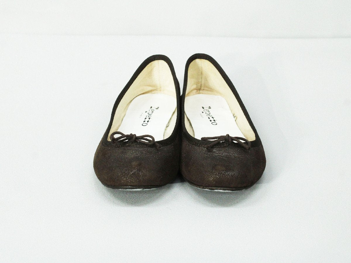 Repetto Dark Brown Ribbon Ballet Pumps