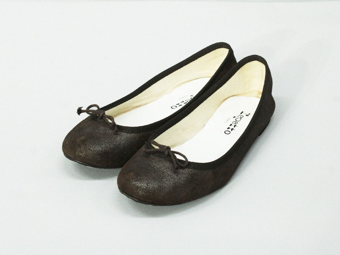 Repetto Dark Brown Ribbon Ballet Pumps