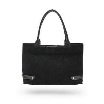 Hamano Suede Leather Tote Handbag Black Women's