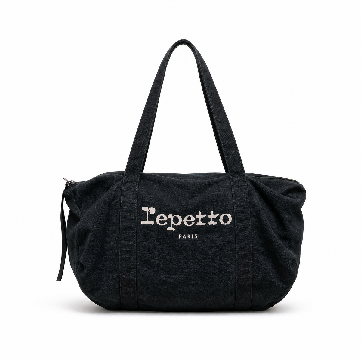 Repetto Black Canvas Logo Boston Tote Bag